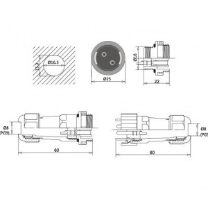 Set vodootpornih konektora SP16 3 pina CC - Img 2