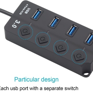 USB hub USB3.0 A M-4xUSB3.0 A F sa prekidačima 0.2m - Img 6