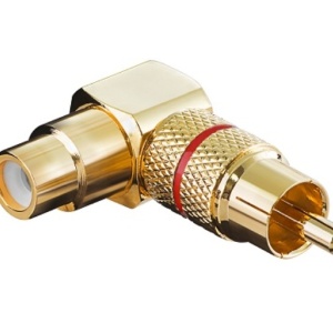 Adapter RCA M-RCA F ugaoni zlatni crveni