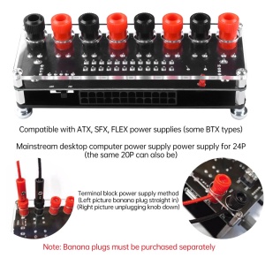 ATX Adapter Razvodna Ploča za Laboratorijsko Napajanje (3.3V, 5V, 12V) - Modul za Računarsko Napajanje ATX / SFX / FLEX sa USB i Banana Priključcima - Img 4
