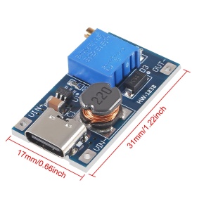 MT3608 DC-DC Step-Up Pretvarač Napona sa USB-C 2A (5V-28V) - Podesivi Boost Modul - Img 4
