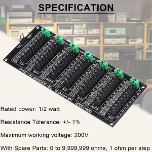 Otporna dekada 1Ω - 9.99MΩ, 0.5W precizna programabilna ploča - Img 3
