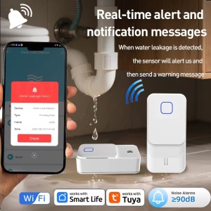 Pametni WiFi Senzor Curenja Vode i Poplave Tuya / Smart Life sa Sirenom - Img 2