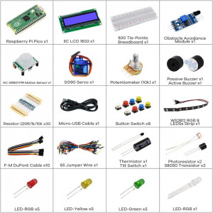 Raspberry Pi Pico RP2040 Basic Starter Kit sa LCD i Senzorima - Edukativni Komplet za Početnike - Img 3