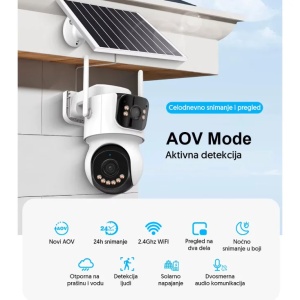 Solarna WiFi Kamera za Video Nadzor sa Dva Objektiva 4MP – AOV 24/7 Snimanje - Img 9