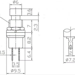 Taster za montažu na šasiju 0.5A 250V 7mm beli - Img 2