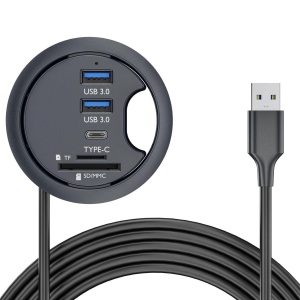 USB hub USB3.0 A M-2xUSB3.0+USB-C+SD/TF (MicroSD) "Mount-In-Desk" 1.5m