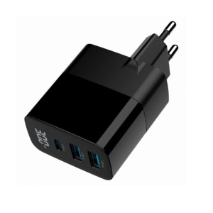 USB punjač 2xUSB-A+1xUSB C fast charger GaN 30W crni - Img 3
