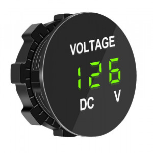 Vodootporni LED voltmetar okrugli zeleni