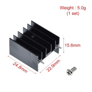Aluminijumski hladnjak za TO220 tranzistore sa pinovima 25x24x16mm - Crni - Img 2