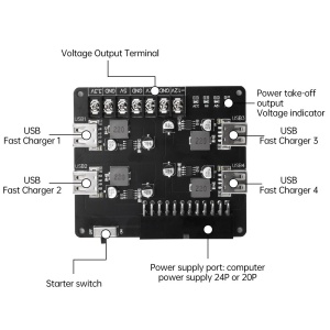 ATX Adapter Modul za Napajanje sa 4x USB Brzo Punjenje (3.3V-12V) - Adapter Ploča za Računarsko Napajanje - Img 3