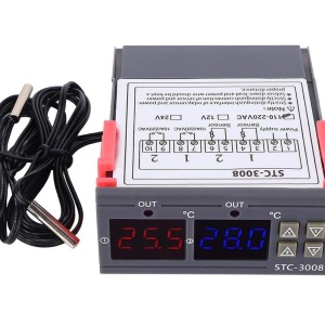Digitalni Termostat STC-3008 12V DC sa Dve Sonde (Grejanje i Hlađenje) - za Inkubatore i Akvarijume