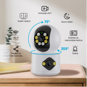 Dual Lens IP Wi-Fi Kamera 6MP (3MP+3MP) – Rotirajuća Pametna Kamera sa Dva Objektiva i Noćnim Snimanjem - Img 5
