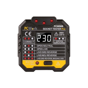 PCWork PCW06B Tester Utičnica sa LCD Ekranom i RCD (FID) Testom