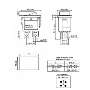 Prekidač 13x19mm 6A 250VAC DPST crveni - Img 2