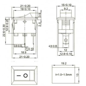 Prekidač 13x19mm 6A 250VAC plavi - Img 2