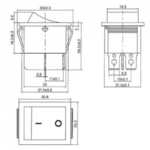 Prekidač 30X22mm 2xon-off 16A 250VAC crveni - Img 2