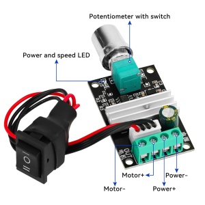 PWM Regulator Brzine DC Motora 6V-28V 3A sa Preklopnikom za Promenu Smera (Napred/Nazad) - Img 4