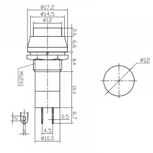 Taster za montažu na šasiju 12mm beli - Img 2