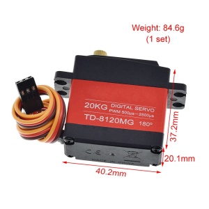 TD-8120MG Digitalni Servo Motor 20kg 180 Stepeni Vodootporan sa Metalnim Zupčanicima - Img 2