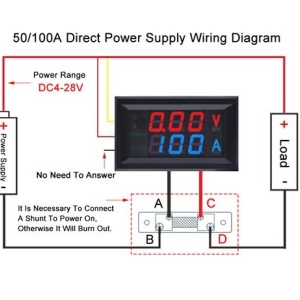 Ugradni Digitalni Voltmetar Ampermetar 0-100V 50A DC sa Eksternim Šantom - Img 2