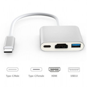 Adapter USB C muški-HDMI/USB3.0/USB C - Img 1