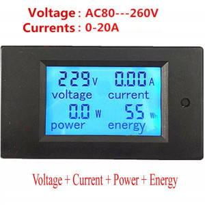 Digitalni Voltmetar i Ampermetar AC 80-260V 20A – Ugradni Merač Potrošnje Struje - Img 1