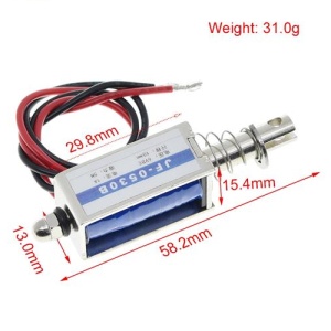 JF-0530B DC Elektromagnetna Kotva Solenoid 12V 5N 10mm (Potezno-Gurajući) - Linearni Aktuator - Img 2
