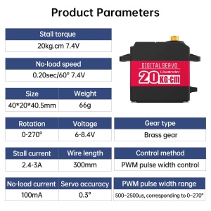 LD-27MG Digitalni Servo Motor 20kg – 270 Stepeni Metalni Zupčanici za Robotsku Ruku - Img 8