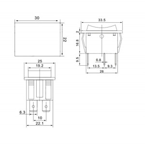 Prekidač 30x22mm 2xon-off-(on) 16A 250VAC - Img 2