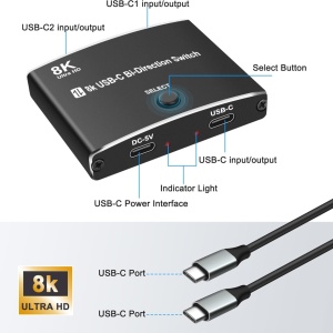 Preklopnik USB-C dvosmerni 8K 100W Power Delivery - Img 4