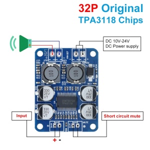 TPA3118 Mono Digitalno Audio Pojačalo 60W PBTL Modul 8-24V - Img 3