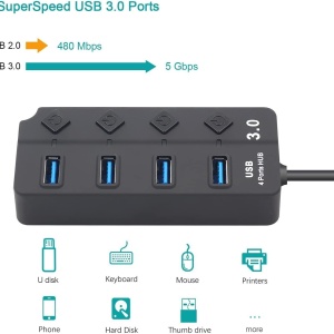 USB hub USB3.0 A M-4xUSB3.0 A F sa prekidačima 0.2m - Img 7