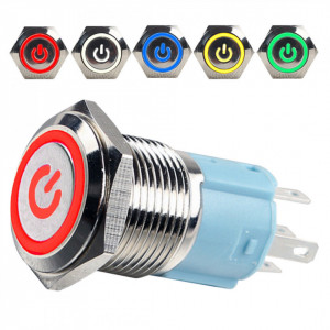 Vodootporni Metalni Taster 16mm sa LED Osvetljenjem 12V - Crveni LED Ring (IP65) - Img 7