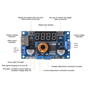 XL4015 DC-DC Step-Down Konverter 5A 75W sa Displejem i USB-om - Img 2