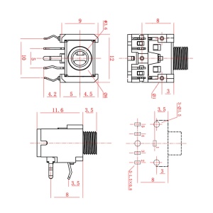 Audio konektor 3.5mm Stereo ženski PJ-306 sa prekidačem (PCB) - Img 2