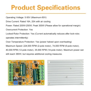 BLDC Kontroler 300W 5-50V – Trofazni regulator brzine za motore bez četkica - Img 8