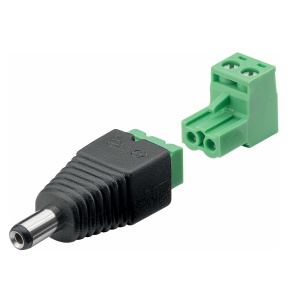 DC muški konektor 2.1x5.5mm sa klemom na šraf za kamere i LED trake, odvojiva klema