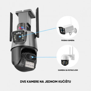 Dual Wi-Fi Kamera za Video Nadzor 4K - Dva Objektiva, PTZ Rotaciona i iCSee - Img 4