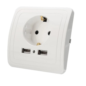 Ugradna Šuko Utičnica sa 2 USB Porta 2.1A – Bela