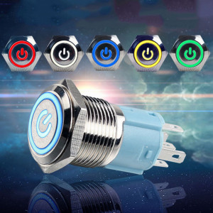 Vodootporni Metalni Taster 16mm sa LED Osvetljenjem 12V - Zeleni LED Ring (IP65) - Img 5