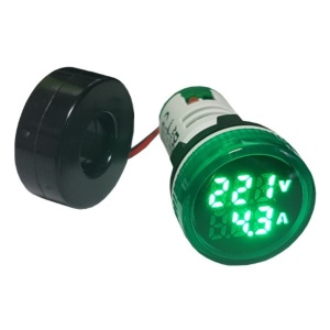 Digitalni LED Voltmetar i Ampermetar AC 50-500V 100A – 22mm Zeleni Panelni Indikator