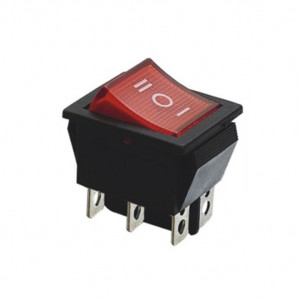 Prekidač 30x22mm 2xon-off-on 16A 250VAC crveni
