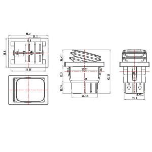 Prekidač Roker Mrežni KCD4 Dvopolni Vodootporni IP65 Zeleni 4 Pina ON-OFF - Img 2