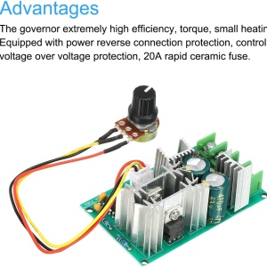 PWM Regulator Brzine DC Motora 10-60V 20A 1200W sa Potenciometrom - Img 4