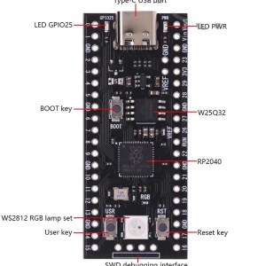 RP2040 Razvojna Ploča Type-C 16MB (Kompatibilna sa Raspberry Pi Pico) - Img 3