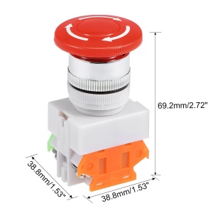 Sigurnosni Taster Pečurka za Hitno Zaustavljanje 22mm (Emergency Stop) - Industrijski STOP Taster 1NO+1NC 10A - Img 3