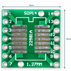 SMD na DIP Adapter Pločica SOP14 / SSOP14 (1.27mm / 0.65mm) - Img 2