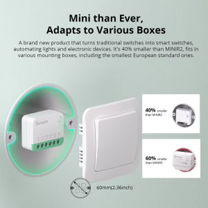 SONOFF MINIR4M Extreme Matter Pametni Prekidač Wi-Fi 2400W 10A - Apple Home / Google Home / Alexa - Img 6