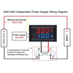 Ugradni Digitalni Voltmetar Ampermetar 0-100V 50A DC sa Eksternim Šantom - Img 4